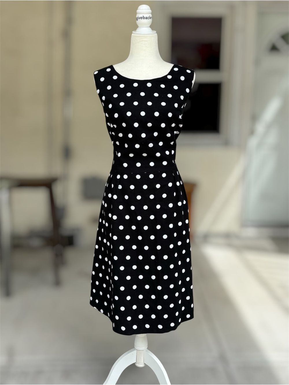 Chadwicks of Boston Polka Dot Dress Black White 18T NWOT Linen Blend - Picture 4 of 9
